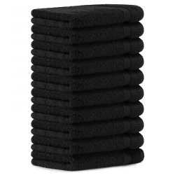 Luckytowel 10er Set Gästehandtücher 30x50 cm 100% Baumwolle, 600g/m² Oeko-Tex Gästetuch-Set 10er Pack Schwarz Angebot bei HelloDeals