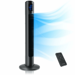 Brandson - Turmventilator mit Fernbedienung 96 cm - Preisträger 2024 - mobiler Lüfter leise - Standventilator mit Oszilation - 3 Geschwindigkeiten 4 Lüftungs-Modi Timer - Ventilator mit GS - Cool Grey Angebot bei HelloDeals