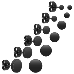 Yolev 6 Paar Dot Ohrstecker Schwarz Unisex Edelstahl Ohrstecker Runde Flat Top Ohrringe Schwarz Set Damen Herren Mädchen (3mm-8mm) Halloween Punk Rock Ohrstecker schwarz abgeplattet Angebot bei HelloDeals