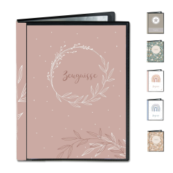 Minilino Zeugnismappe 20 Premium Klarsichthüllen A4 [SCHUTZ UND AUFBEWAHRUNG VON ZEUGNISSEN] Dokumentenmappe für Unterlagen in der Grundschule | Ordner für Zeugnisse - für Mädchen (Kranz rosa) Angebot bei HelloDeals