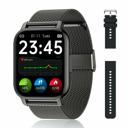 Popglory Smartwatch Herren Damen, Sprachassistent, 100+ Sportmodi Fitnessuhr mit Bluetooth Anrufe SpO2 Blutdruckmessung Herzfrequenz Schrittzähler Schlafmonitor, 2 Uhrenarmband Angebot bei HelloDeals