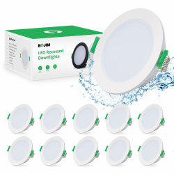 Bojim LED Spots 230V IP65, Einbaustrahler LED, Warmweiß 2700K, 68mm - 80mm lochmaß, Flach 35mm, Einbauspots LED Deckenstrahler 5w Für Das Wohnzimmer Badezimmer Küche Feuchtraum, 10er Angebot bei HelloDeals