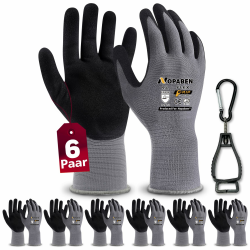 6 Paar Arbeitshandschuhe mit grip herren, mit Rutschfeste Nitril-Beschichtung Mechaniker Handschuhe, Montagehandschuhe mit optimaler Griffigkeit & feinem Tastgefühl, gartenhandschuhe damen, Größe 9/L Angebot bei HelloDeals