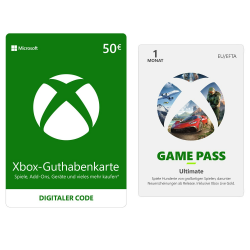 Xbox Live 50 EUR Guthaben (Download Code) + Xbox Game Pass Ultimate 1 Monate Mitgliedschaft (Download Code) Angebot bei HelloDeals