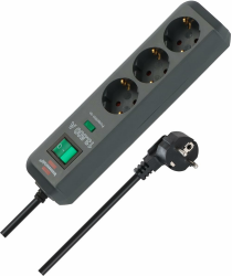 Brennenstuhl Eco-Line Steckdosenleiste 3-Fach mit Überspannungsschutz (Mehrfachsteckdose mit erhöhtem Berührungsschutz, Schalter und 1,5m Kabel) anthrazit Angebot bei HelloDeals
