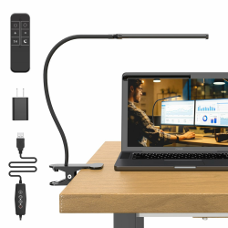 Mojimdo Schreibtischlampe 77 LED mit Fernbedienung [Beeindruckende Lichtleistung] 40CM Klemmlampe, 3 Farben & 10 Helligkeitsstufen, 360° Flexibel mit USB-Ladegerät Angebot bei HelloDeals
