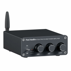 Fosi Audio BT20A Bluetooth Verstärker, 200W Mini Hifi Verstärker mit TPA3116 Amp Chip, Bass und Treble Regler, Stereo Verstärker Class D 2.0 Kanal Angebot bei HelloDeals