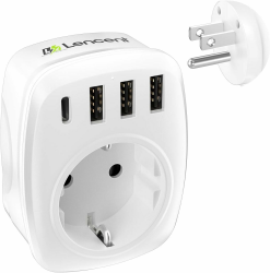 LENCENT Reiseadapter Adapter Amerika Deutschland Stecker, EU auf US, Typ-B Reisestecker für USA Amerika Kanada Mexiko Thailand Wand Steckdosen, Mit 3 USB/1 Typ C/AC Steckdosenadapter Angebot bei HelloDeals