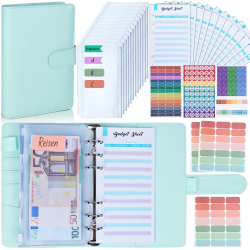 Budget Planner Deutsch Budget Binder - Bugetplaner Haushaltsbuch mit Geldfächer, Finanzplaner Geld Organizer Sparbuch mit Folien für Sparen Sparchallenge Umschlagmethode Geldplaner Cash Stuffing Angebot bei HelloDeals