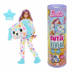 Barbie Cutie Reveal Puppe und Accessoires, Regenbogen-Dalmatiner-Plüschkostüm und 10 Überraschungen mit Farbwechsel, Color Dream-Reihe, HRK41 Angebot bei HelloDeals