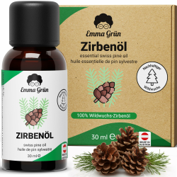 Emma Grün® Zirbenöl Ätherisches Öl [100% NATURREIN] - Wildwuchs Zirbelkiefer Öl 30ml - LEBENSMITTELQUALITÄT - Waldiges Zirbe Öl - Naturreines Ätherisches Öl - Zirben Öl aus Österreich Angebot bei HelloDeals