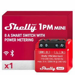 Shelly 1PM Mini Gen3 | WLAN & Bluetooth Smart Relais Schalter, 1 Kanal 8A mit Strommessung | Unterputz Lichtschalter | Kompatibel mit Alexa und Google Home | iOS-Android-App | Kein Hub erforderlich Angebot bei HelloDeals