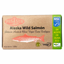 Soldimar Pesasur Alaska Wildlachs Filets in nativem Bio-Olivenöl - spanisch und extra vergin, 5er Pack (5 x 120g) Angebot bei HelloDeals
