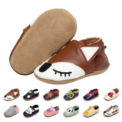 EDOTON Krabbelschuhe Baby LederLauflernschuhe Mädchen mit weichen Wildledersohlen Lederschuhe Baby Jungen Mädchen Hausschuhe 0-24 Monate Braunfuchs 12-18 Monate Angebot bei HelloDeals