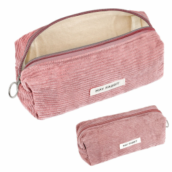 Deepton Mäppchen Cord-Stoff, Federmäppchen Milchig Rosa für Mädchen Teenager, Federtasche Stiftetasche Stiftemappe Pencil Case Schulmäppchen für Schule, Büro - Rosa Angebot bei HelloDeals