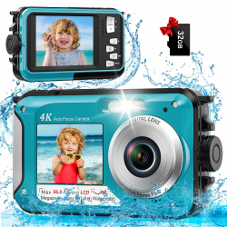Digitalkamera Autofokus 56MP 4K Kamera Fotokamera 16x Digitalzoom 2,8 Zoll Bildschirm Unterwasserkamera mit 32GB Karte Angebot bei HelloDeals