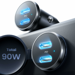 LISEN 90W Zigarettenanzünder USB C Verteiler [12v Steckdose Mini Titanium] Dualer PD45W Auto Ladegerät USB Steckdose KFZ Ladegerät USB C Schnellladung für Samsung S23 iPad iPhone 16 15 Pro Max Angebot bei HelloDeals