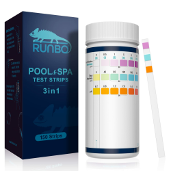 RUNBO 3-in-1 Pool-Teststreifen für Spa, 150 Stäbchen, Teststreifen, Wassertest-Set, genauer chemischer Tester für freies Chlor, Brom, Alkalinität, pH Angebot bei HelloDeals