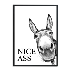 1M® Poster - Badezimmer Deko Bilder - hochwertiger Kunstdruck - schwarz weiß Wandbilder - WC Deko - DIN A4 Esel Angebot bei HelloDeals