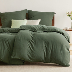 BEDSURE Bettwäsche 135x200 4teilig Olivgrün - Weiche Vorgewaschene ÖKO-TEX Polyester Mikrofaser Bettwäsche-Set, 2 Bettbezug 135x200 cm mit Reißverschluss und 2 Kissenbezüge 80x80 cm Angebot bei HelloDeals