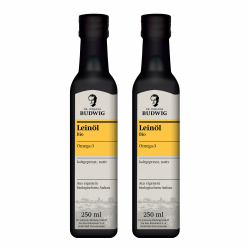 Dr. Johanna Budwig Leinöl Bio kaltgepresst (2x 250ml) - Omega 3 hochdosiert aus Leinsamen Bio, ungefiltert aus 100% nachhaltigem Anbau - Leinsamenöl Omega 3 vegan flüssig, Omega 3 Öl für Kinder Angebot bei HelloDeals