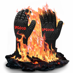 SPGOOD Grillhandschuhe hitzebeständig 800 Grad feuerfeste Handschuhe Kochhandschuhe Backhandschuhe für Küche Grill BBQ Ofenhandschuhe,Schwarz(L/XXL) Angebot bei HelloDeals