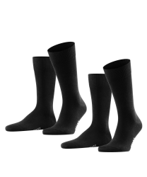 FALKE Herren Happy 2-Pack Socken atmungsaktive Baumwolle verstärkte langlebige Herrensocken ein Allrounder für Business und Alltag Baumwollstrümpfe einfarbig im Multipack 2 Paar 43-46 Schwarz Black 3000 Angebot bei HelloDeals