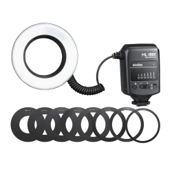 Godox ML-150II Universal-Makro-Ring-Blitzlicht 11 Helligkeitsstufen 5800 K ± 200 K GN12 Fast Recycle 1/200s-1/5000s Blitzdauer mit 8 Stück Adapterringen für Canon Nikon Sony DSLR-Kamera Angebot bei HelloDeals
