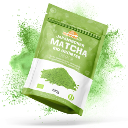 Matcha Tee Pulver Bio - Premium-Qualität - 200g. Original Green Tea aus Japan. ideal zum Trinken. Grüntee-Pulver für Latte, Smoothies, Matcha-Getränk. Hergestellt in Uji, Kyoto. Angebot bei HelloDeals