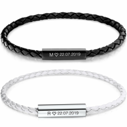 BAVELA Partnerarmbänder mit Gravur | Personalisierte Armbänder Magnetisch | Partnerarmband für Paare | Pärchen Armband | für Herren und Damen | Leder Armband mit Gravur Angebot bei HelloDeals