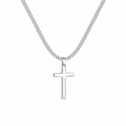 Zinvefa Kreuz Kette Herren Edelstahl Anhänger Kreuz Halskette Silber/Schwarz/Gold,Anhänger 15 * 28mm - 50 * 30mm Silber,28*15mm+50cm Angebot bei HelloDeals