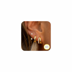 LOLIAS 3 Paar Ohrringe Silber 925 Set für Damen 14K Vergoldet Kleine Ohrstecker Silber 925 Stapelbar Zirkonia Helix Piercings Ohr Gold Ohrstecker Creolen Ohrringe Set für Mehrere Piercings Goldton Angebot bei HelloDeals