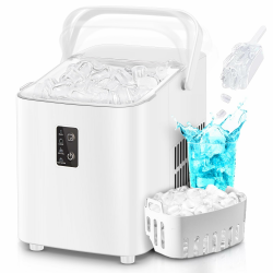 FOHERE Eiswürfelmaschine, Eiswürfel in 5 Minuten, 14KG in 24 Stunden, Selbstreinigender Mini Eiswürfelbereiter, 2 Eiswürfel Größen für Küche, Büro, Bar und Party, Leicht zu Tragender Griff, Weiß Angebot bei HelloDeals
