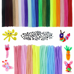 LLMtn 400 Stück 27Farben 300 Chenilledraht,100 wackelaugen selbstklebend,Pfeifenputzer Bunt zum Basteln,Macaron Farbe Pfeifenreiniger Bunt zum Basteln,Pipe Cleaner kulleraugen selbstklebend Angebot bei HelloDeals