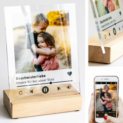 Personalisiertes Foto-Geschenk, Spotify Song Cover Glas, mit eigenen Foto Bild, Name & Widmung - zu Valentinstag Ostern Geburtstag Freundin Freund Frau Männer Oma, 15x20cm - druck hinter 5mm Acrylglas Angebot bei HelloDeals