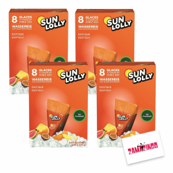 Sun Lolly Wassereis Exotisch mit Fruchtsaft 8 x 60ml (4er Pack, Exotisch) | GLUTEN-, und LAKTOSEFREI | Stangeneis für Sommer + Zama4Zingo Karte Angebot bei HelloDeals