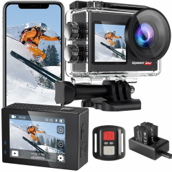 Hiicam Action Cam 4K60FPS 40MP WiFi Unterwasserkamera 40M Wasserdicht Ultra HD Touchscreen Actioncam 170° Ultra-Weitwinkel, EIS Stabilisierung, 5X Zoom, 2.4G Fernbedienung und 2 Akkus 1350mAh Angebot bei HelloDeals