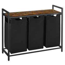 VASAGLE Wäschekorb 3 Fächer, Wäschesammler mit Ablage, Wäschebox, Wäschesack aus Oxford-Gewebe ausziehbar abnehmbar, Metallrahmen, 3 x 38 L, 92,5 x 33 x 72 cm, vintagebraun-schwarz BLH301B01 Angebot bei HelloDeals