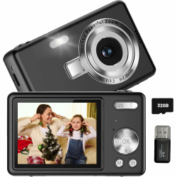 Digitalkamera 1080P Fotokamera Fotoapparat mit 32GB Karte 44MP Tragbare Digitalkameras mit Anti-Shake,Kinder Digitalkamera 2.4" LCD Bildschirm Vlogging Kamera für Anfänger Student Kinder 6-16 Angebot bei HelloDeals