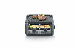 SEVERIN Mini Raclette-Grill für 4 Personen, kleines Raclette mit antihaftbeschichteter Grillplatte, Extra Tiefe Pfännchen, Kompakter Tischgrill, 800W Leistung, Black Line, RG 2360 Angebot bei HelloDeals