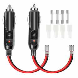 Zigarettenanzünder Stecker 12v 24v 2 Stück Cigarette Lighter Plug KFZ Stecker mit LED Lichter 10A/15A Sicherung 16AWG Kabel für Auto LKW Zigarettenanzünder-Buchse Angebot bei HelloDeals