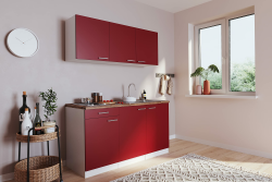 respekta Küche Miniküche Singleküche Luis 150cm Einbau Weiß Rot ohne Kühlschrank Angebot bei HelloDeals