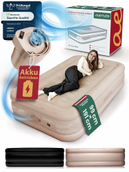Aerios - Luftbett für 1 Person - Selbstaufblasbare Luftmatratze | Premium Gästebett ohne Stromkabel - integrierte USB-C Pumpe - Aufblasbares Bett in Beige - Jetzt Größe Wählen! Angebot bei HelloDeals