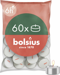 Bolsius D-light Teelichter - 60 Stück - im Beutel - Länge Brenndauer 6 Stunden - Dekorative Haushaltkerzen - Weiß - Enthält Natürliches Pflanzenwachs - Ohne Palmöl Angebot bei HelloDeals