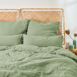 Blumtal Musselin Bettwäsche 155x220 cm - Oeko-TEX zertifizierte Bettwäsche 155x220 Musselin - Bettbezug 155x220 + Kissenbezug 80x80 - Bettwäsche Musselin 155x220 Baumwolle - Bettwäsche Grün Angebot bei HelloDeals