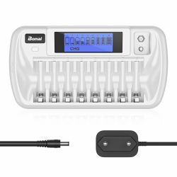 BONAI Akku Ladegerät 9 Slot LCD Batterieladegerät Universal Akkuladegerät Intelligentes Battery Charger mit Entladungsfunktion für AA/AAA/9V Block NI-MH NI-CD Wiederaufladbare Batterien Angebot bei HelloDeals