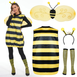 FORMIZON Bienen Kostüm Erwachsene, Bienenkostüm mit Biene Haarreif, Flügel, Beinärme, Hummel Faschingskostüme für Damen Herren Karneval Dress Up Party Cosplay XL Hummel Angebot bei HelloDeals