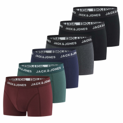 JACK & JONES Boxershorts Herren 6er Pack Basic Trunks Boxer Stretch Unterhosen Unterwäsche Retroshorts Set Baumwolle Schwarz Rot Grün Blau Grau S M L XL XXL 3XL M Pack 2 Angebot bei HelloDeals