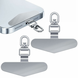 GYHWOFUL 2 Edelstahl Handy Lanyard Pads - Handykette Universalpads - Tragbar Telefon Halteband Patch - Dünn und Leicht - Multifunktionales Handytasche Patch (Silber) Angebot bei HelloDeals