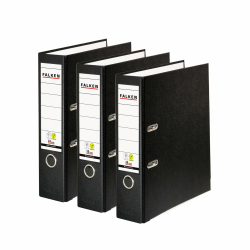 Original Falken 3er Pack PP-Color Ordner. Made in Germany. 8 cm breit DIN A4 schwarz Vegan Kunststoff-Ordner Ringordner Aktenordner Briefordner Büroordner Plastikordner Schlitzordner Angebot bei HelloDeals